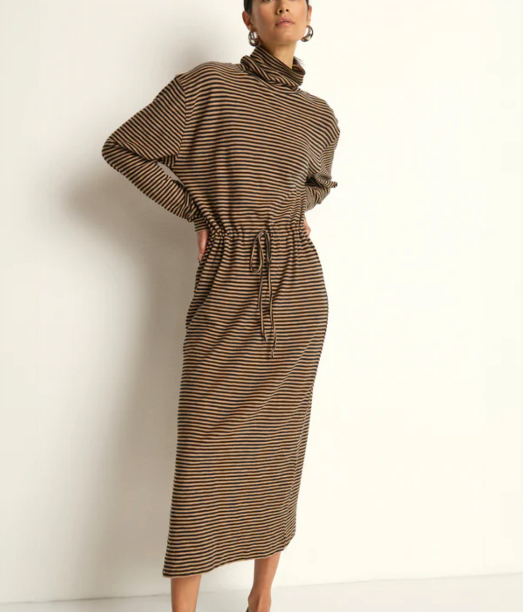 Mariel Dress Mini Cocoa Stripe