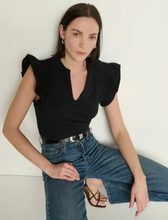 Load image into Gallery viewer, Christa Ruffle SLV Top Black