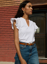 Load image into Gallery viewer, Christa Ruffle SLV Top White