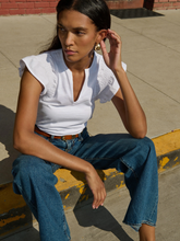 Load image into Gallery viewer, Christa Ruffle SLV Top White