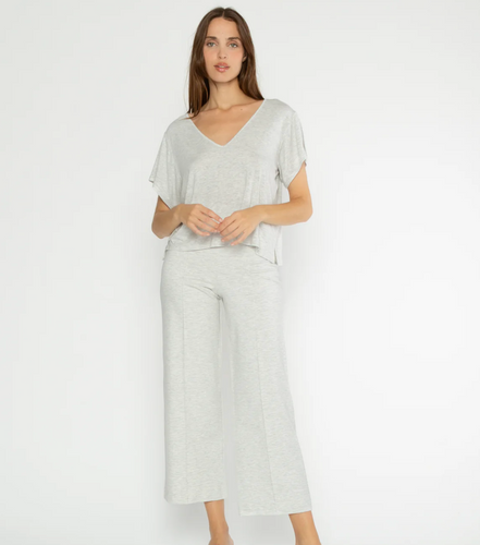 Ponte Knit Wide Leg Heather Grey