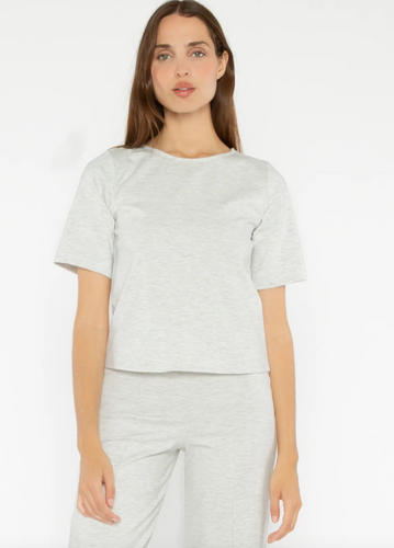 Ponte Knit SS Top Ext. Heather Grey