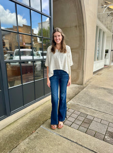 Dorothy V-neck Linen Top Beige