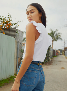 Paulette Ruffled Tank White