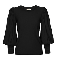 Load image into Gallery viewer, Loren Smocked Peasant Tee Jet Black