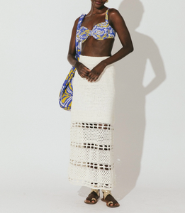 Adela Hand Crochet Midi Skirt Ivory