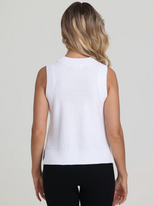 Demi High Cew Neck Tank White