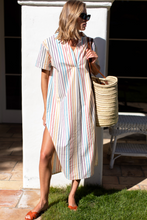 Load image into Gallery viewer, Rolled Sleeve Caftan Seville Stripe