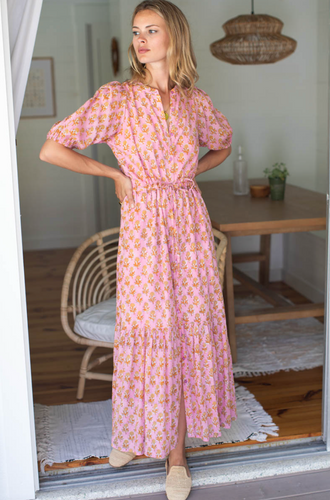 Lucy Dress Pink Marigolds