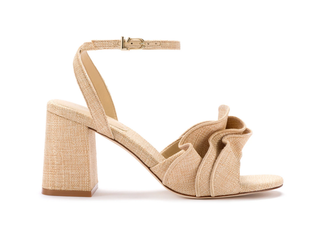 Selena Ruffle Sandal Beige Raffia