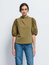 Load image into Gallery viewer, Roya Ruched Neck Top Capers