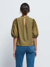 Load image into Gallery viewer, Roya Ruched Neck Top Capers