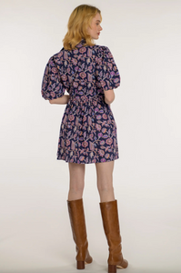 Daphne Dress Navy Cactus Flower