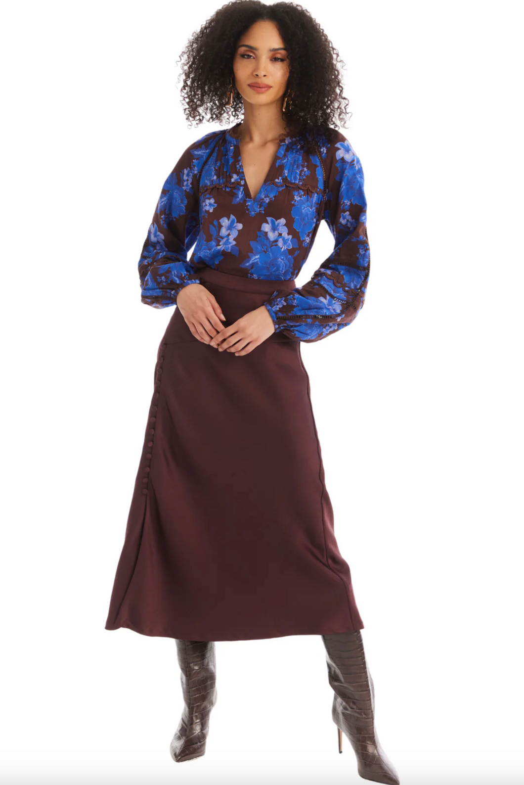 Satin Reese Skirt Chocolate