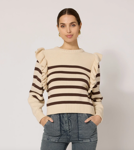 Blair Sweater Cream Brown Stripe