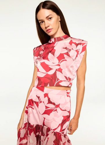 Inah Top Flora Rosada Satin