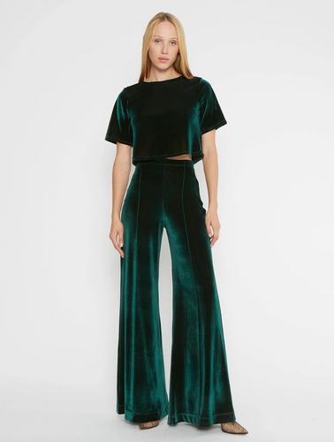 Velvet Wide Leg Pant Emerald