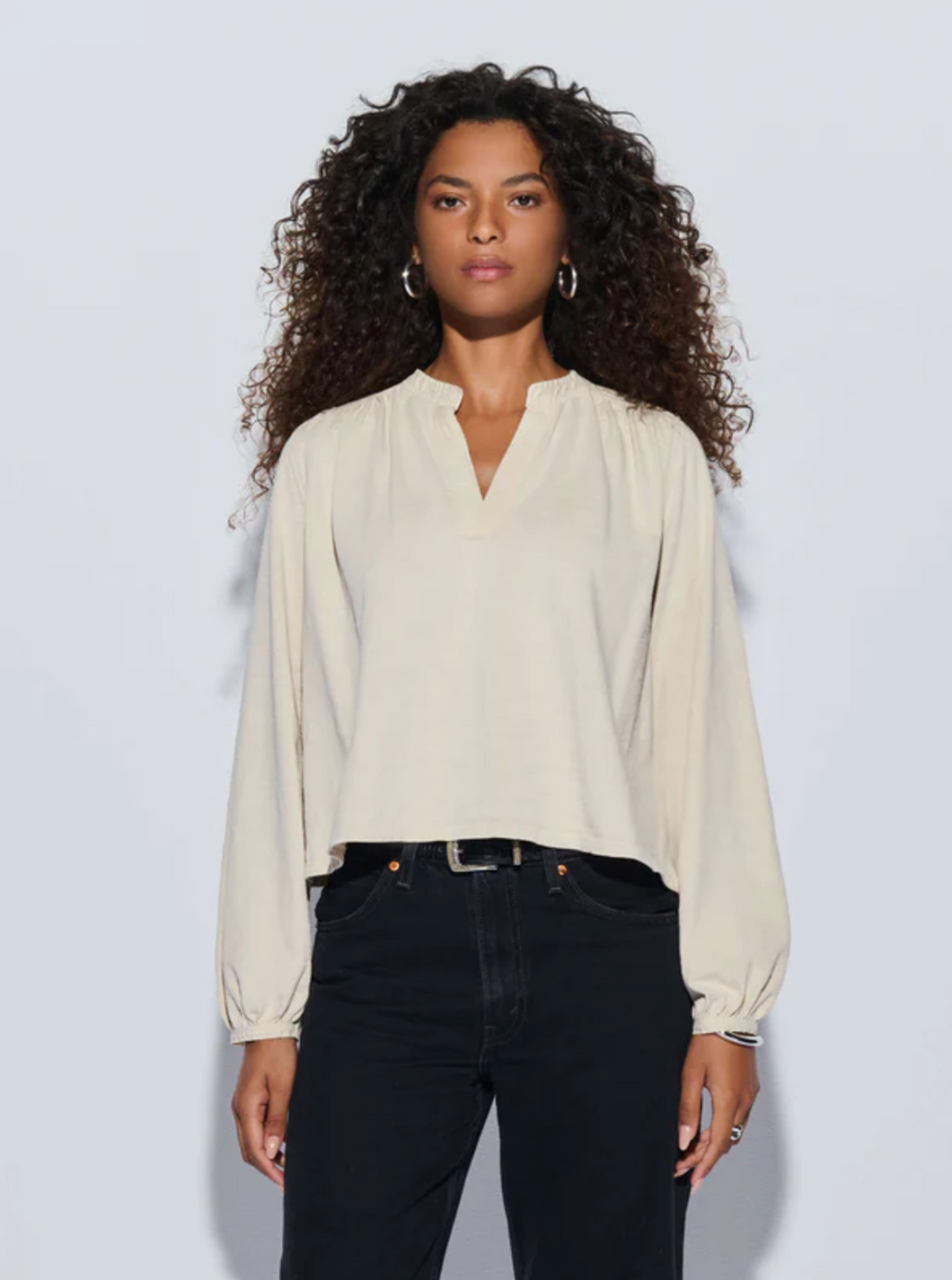 Maya V Neck Top Parchment