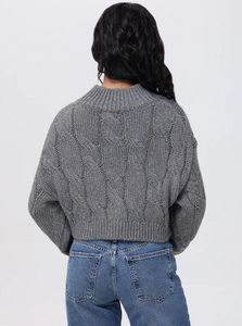 Lola Lurex Cable Cropped Pullover Pewter