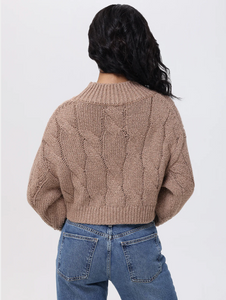 Lola Lurex Cable Cropped Pullover Taupe