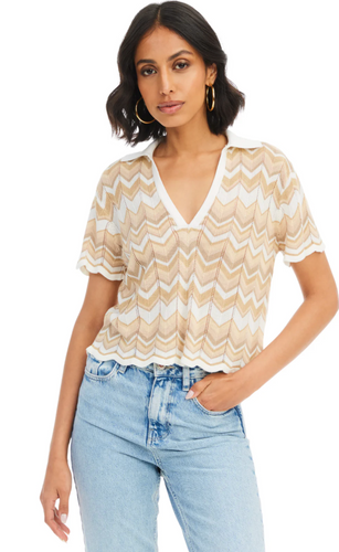 Chevron Knit Pullover Sand