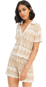 Chevron Knit Pullover Sand