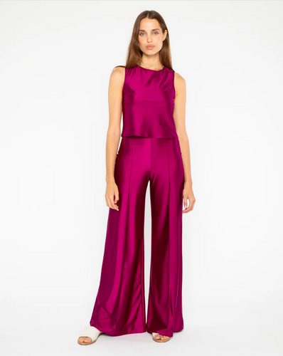 Sateen Stretch Wide Leg Magenta