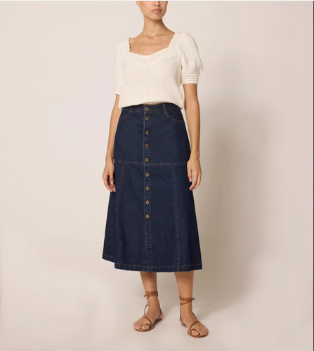 Josie Midi Skirt Dark Denim