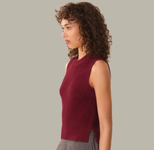 Load image into Gallery viewer, Demi High Crew Neck Tank Dark Cherry