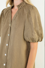 Load image into Gallery viewer, Jen Stripe Button Down Dress Brown