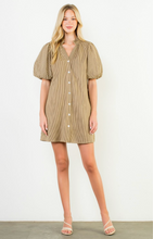 Load image into Gallery viewer, Jen Stripe Button Down Dress Brown