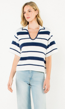 Load image into Gallery viewer, Jake Stripe Polo White Navy