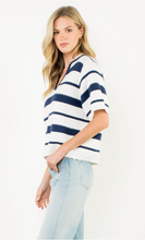 Load image into Gallery viewer, Jake Stripe Polo White Navy