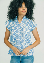 Load image into Gallery viewer, Bays Blouse Royal Trellis