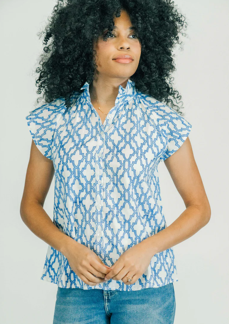 Bays Blouse Royal Trellis