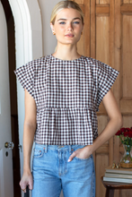 Load image into Gallery viewer, Dolman Peplum Top Cocoa Ging