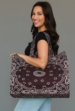 Load image into Gallery viewer, Brown Bandana Tote
