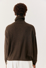 Load image into Gallery viewer, Oui Knit Mock Neck Choco Chine