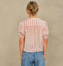 Load image into Gallery viewer, Karla Gathered Top Ecru Red