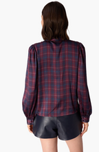 Load image into Gallery viewer, Rema Charmeause Top Plum Plaid