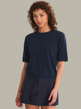 Load image into Gallery viewer, Colette Solid Crew Boxy Tee Dark Blue
