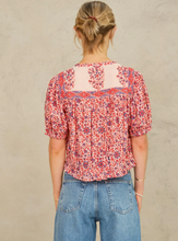 Load image into Gallery viewer, Della Print Top Red Navy