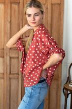 Load image into Gallery viewer, Mandarin Collar Top - Rouge Diamonds - OS