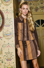 Load image into Gallery viewer, Veronica Mini Skirt Brown Paneled Denim