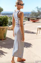 Load image into Gallery viewer, Racerback Tank Maxi Navy Stripe