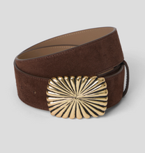 Load image into Gallery viewer, Cosmo Suede Belt Choc Gold
