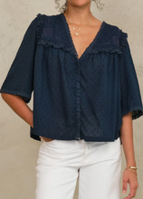 Load image into Gallery viewer, Brea Frill Top Navy