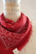Load image into Gallery viewer, Poppy Red Bandana White Ink