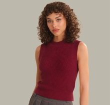 Load image into Gallery viewer, Demi High Crew Neck Tank Dark Cherry