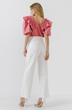 Load image into Gallery viewer, Katie Ruffle Puff Sleeve Top Rose